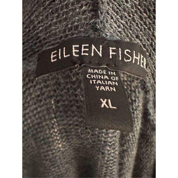 Beautiful EILEEN FISHER Linen blend Stretch Simple Cardigan In Midnight Sz large - Picture 5 of 7